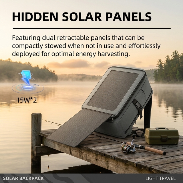 30W Solar Travel Backpack Outdoor Solar Emergency Storage Bag Wide Compatibility for Mobile Phone Camping Professional Gear Bag