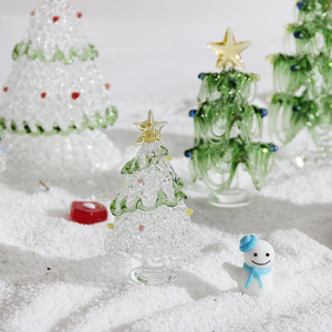 Hecho a mano pequeño Mini árbol de Navidad luces decorativas artesanías de vidrio adornos de escritorio regalos de navidad - Product Image 4