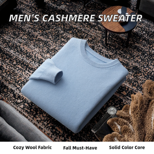 Pull ras du cou 100 % laine pour homme, modèle haut de gamme, entièrement tricoté, couleur unie, épais, à manches longues, collection automne - Product Image 2