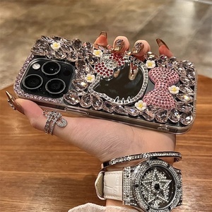 Coque de téléphone miroir chat en strass faite à la main pour <span class=keywords><strong>13</strong></span> Pro Max/XS Max/8 Plus - Product Image 2