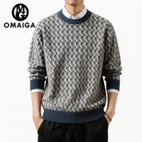 Vente en gros – Conception personnalisée OEM ODM – Pull d'hiver décontracté à manches longues et col rond pour homme, jacquard gaufré sur le devant, respirant et à séchage rapide, marron