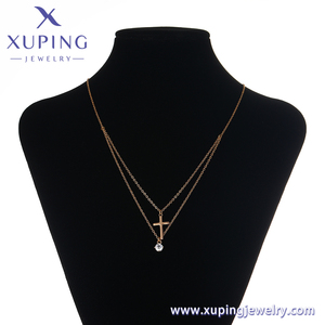 44181 xuping Fashionable <strong>Double</strong> Chains <strong>Necklace</strong>, Magnet 18k <strong>Gold</strong> Cross Pendant <strong>Necklace</strong> Jewelry for Women - Product Image 6