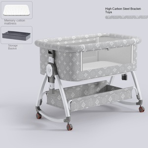 Adjustable Portable Bassinet Multifunction Baby Bedside Sleeper Crib with Music Box Toy Rack <strong>Changing</strong> <strong>Table</strong> Wheels - Product Image 2