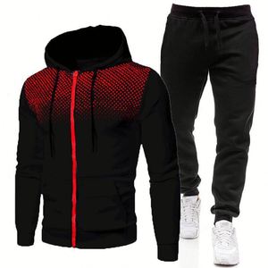 Vêtements pour hommes Ensembles pour hommes Ensemble de sweat à capuche imprimé Sweat <span class=keywords><strong>polaire</strong></span> à fermeture éclair Pantalon de sport décontracté Survêtements pour hommes - Product Image 5