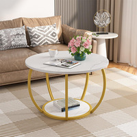 Table basse de rangement à 3 niveaux GiftGo Bolide BLD-CT003, style rustique industriel, ferme élégante, cadre en métal, design rectangulaire en bois