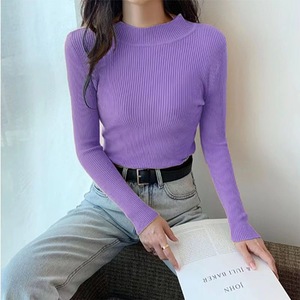 Pull-over chic moulant à col roulé mi-haut pour femme, manches longues, coupe ajustée, idéal pour la randonnée automnale - Product Image 5