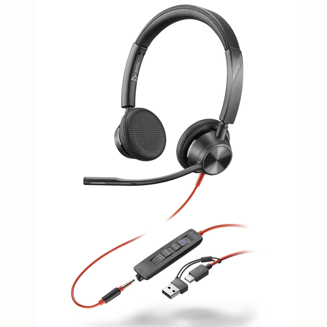Poly Blackwire 3325 Wired Headset (Plantronics) Connect to PC/Mac/Mobile Via USB-C/A, or 3.5 mm PN:8X221AA
