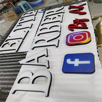 MINI signe de barbier en acrylique personnalisé, lettres de magasin d'affaires 3D Led, enseigne de salon de barbier éclairé en plein air