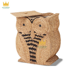 Panier de rangement pour enfants en jacinthe d'eau tressée motif hibou, écologique, pour le linge, exporté du Vietnam - Product Image 1