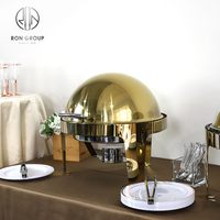Restaurant d'hôtel couvercle en verre rond chauffe-plat dubaï chauffe-plat de service plats chauffe-plat en or Buffet