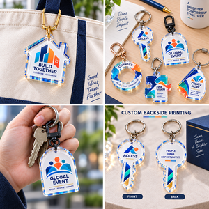 Porte-clés en acrylique personnalisés de forme créative, imprimés recto-verso avec logo, pour cadeaux d'événements d'entreprise, fabrication OEM ODM - Product Image 3