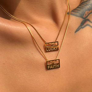 <span class=keywords><strong>Mots</strong></span> <span class=keywords><strong>anglais</strong></span> raffinés Lucky Faith Hope Pendentif Collier Carré Marque Étanche <span class=keywords><strong>En</strong></span> Acier Inoxydable Collier Bijoux Idée Cadeau - Product Image 5