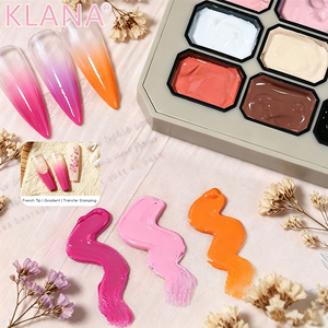 เจลเพ้นท์เล็บแบบออมเบร แพทแพท ชนิดยึดติดแน่น ปราศจากสาร HEMA ชุดเจลขัดเงา 9 สี พร้อมพาเลทสำหรับเพ้นท์เล็บแบบคุชชั่น - Product Image 2