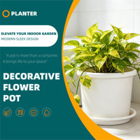 Pot de fleurs circulaire en plastique PP durable et léger avec trou de drainage, design minimaliste moderne, pour usage intérieur/extérieur, 34,74 L