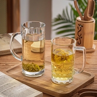 Chope à bière en verre personnalisée avec logo, tasse épaisse transparente avec poignée pour bar, maison, fête