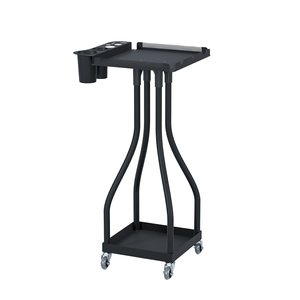 Chariot <span class=keywords><strong>de</strong></span> coiffure noir à double niveau avec porte-gobelet et emplacement pour peigne pour salon <span class=keywords><strong>de</strong></span> coiffure – Achat en gros - Product Image 1