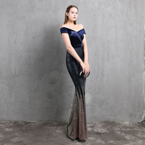 18511 # islamici caldo velluto V backless della sirena di promenade di sera del vestito nobile vestito da partito <span class=keywords><strong>lungo</strong></span> - Product Image 5