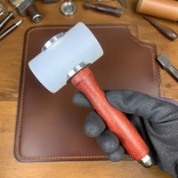 Marteau DIY en cuir et nylon avec manche en bois et poignée ergonomique 19 cm, personnalisable OEM, en promotion