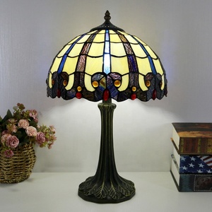 LongHuiJing for Style Dome Flexible AC Powered 12 Inch Vintage Stained Glass Table Lamp Desk <b>Light</b> Creative Art Home Decor - Product Image 1