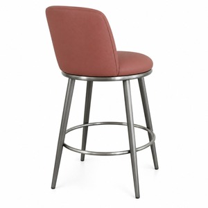 Taburete de Bar Contemporáneo GDRS de Cuero con Base de Metal, Altura Fija, Silla Tapizada para Barra - Product Image 5