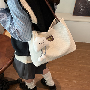 Canvas Single <b>Strap</b> <b>Shoulder</b> Bag Women Tote Bucket Purse Fashion Water Resistant Open Top Daily Use All Seasons Minimalist Style - Product Image 2