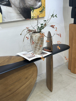Table console sculpturale moderne de style mid-century, en bois massif, fabriquée à la main, meuble d'entrée de luxe antique