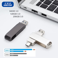 Memoria USB Metálica Tipo C de 64GB de Alta Velocidad, Unidad Flash de 128GB 256GB 512GB 1TB, Unidad de Estado Sólido (SSD) 2 en 1