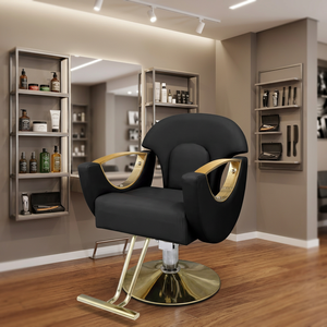 Silla de Barbería Ajustable y Cómoda QM, Asiento de Algodón, Bomba Hidráulica, Mueble Moderno con Altura Ajustable 360° - Product Image 1