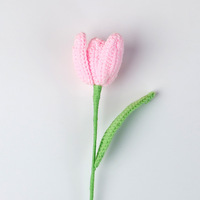Bon marché, branche de tulipe au crochet avec ouverture multicolore, vente en gros de fleurs artificielles en tricot, ornement pour la fête des mères, fête des enseignants