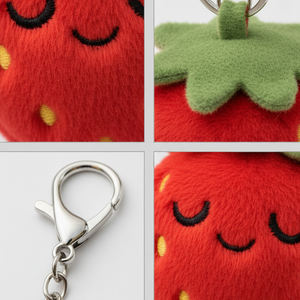 QIANJIU personalizzato simpatico cartone animato Macarons ciondolo farcito portachiavi zaino portachiavi in peluche fragola portachiavi - Product Image 3