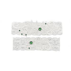 रोमांटिक नई ब्राइडल गार्टर बेल्ट ब्लू राइनस्टोन व्हाइट फीता सेक्सी शादी गार्टर - Product Image 4