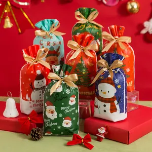 拉绳袋圣诞装饰，圣诞装饰品，塑料聚乙烯凹版印刷低最小起订量礼品工艺定制尺寸接受奥辰