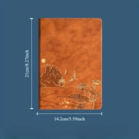 Cuaderno de Cuero con Diseño Artístico Tradicional, Cubierta con Relieve de Paisaje Chino, Juego de Bolígrafos, Organizador Personal, Caja de Regalo