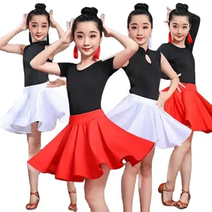 儿童红色表演服装拉丁舞服装服装女性舞蹈服装舞台舞蹈服装