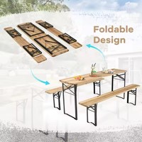 Meubles d'extérieur, table et banc pliants en bois pour le camping, le pique-nique et la bière