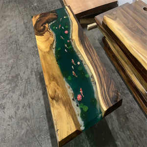 <span class=keywords><strong>Tavolo</strong></span> da Pranzo in Resina Epossidica Personalizzabile, Legno Massello di <span class=keywords><strong>Noce</strong></span> Sudamericano con Resina, <span class=keywords><strong>Tavolo</strong></span> da Conferenza Blu Artistico Opzionale - Product Image 6