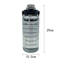 Bouteille d'eau grande capacité personnalisée sans BPA 2L (demi-gallon) pour fitness, gym, sport, en plastique transparent avec marqueur de temps et paille