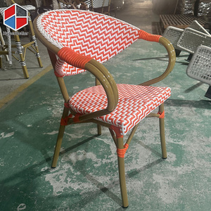 Sedie da bistrot in Rattan bianco arancione - Product Image 6