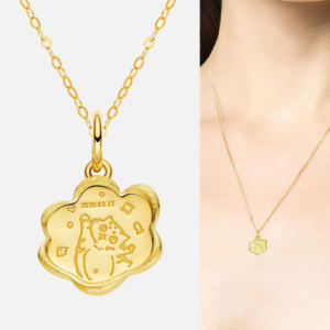 จี้สร้อยคอพร้อมจี้รูป3D สีทองแท้สำหรับดอกบัวออกแบบได้ตามต้องการออกแบบโลโก้ได้ตามต้องการเจาะร่างกาย - Product Image 1