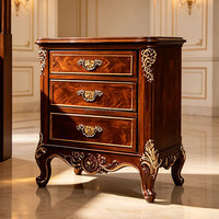 Lit en bois massif sculpté de style classique américain, lit à baldaquin rétro pour chambre de villa, lit en bois sculpté peint à la main de taille King Size