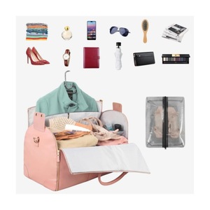 Sac de voyage imperméable en PU grande capacité avec compartiment à chaussures suspendu géométrique, sac à main unisexe tendance pour affaires et activités de plein air - Product Image 2