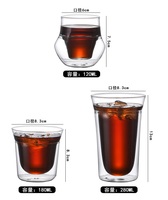 Tasses à café, cappuccino, thé et latte en verre borosilicate soufflé à la main, à double paroi, isolées, résistantes à la chaleur, 180 ml