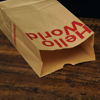 Sac en papier kraft OEM personnalisé avec logo, fond carré marron, en matériaux recyclés, pour emballage alimentaire de restaurants, pains, sushis, qualité alimentaire