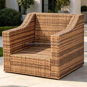 <span class=keywords><strong>Fauteuil</strong></span> d'extérieur en rotin de luxe moderne, résistant à l'eau et aux UV, chaise longue de patio en osier, canapé une place, vente chaude directe usine - Product Image 3