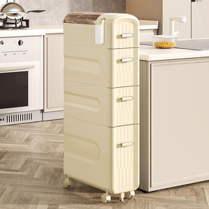 Gabinete de almacenamiento <span class=keywords><strong>estrecho</strong></span> de 4 niveles con cajón de ruedas, estante de esquina de baño Delgado, estante de plástico para cocina, inodoro, lavandería, sala de estar - Product Image 6