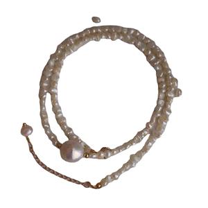 Collier en perles d'eau douce naturelles au design simple et élégant, style baroque, grain de millet, niche, chaîne de clavicule colorée, style froissé - Product Image 5