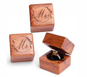 Handmade Wood Ring Box for Wedding day Ring Boxes Small Engraved for Engagement & Proposal Ring Storage Box