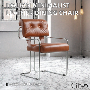 Chaise de salle à manger de style italien minimaliste, écologique, en acier inoxydable, avec dossier souple, pour bureau, réunion, maison - Product Image 2