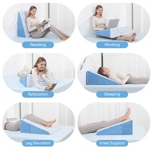 New Cooling Wedge Pillow Memory Foam Bed Wedge For Sleeping Acid Reflux After Surgery Triangle Pillow Wedge For Gerd Snoring