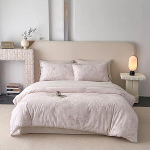 Ensemble <span class=keywords><strong>de</strong></span> literie en jacquard brossé 100% coton, <span class=keywords><strong>housse</strong></span> <span class=keywords><strong>de</strong></span> <span class=keywords><strong>couette</strong></span> florale épaisse pour l'hiver, ensemble <span class=keywords><strong>de</strong></span> 4 pièces - Product Image 2